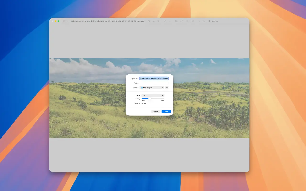 reduce size of png on mac preview tool