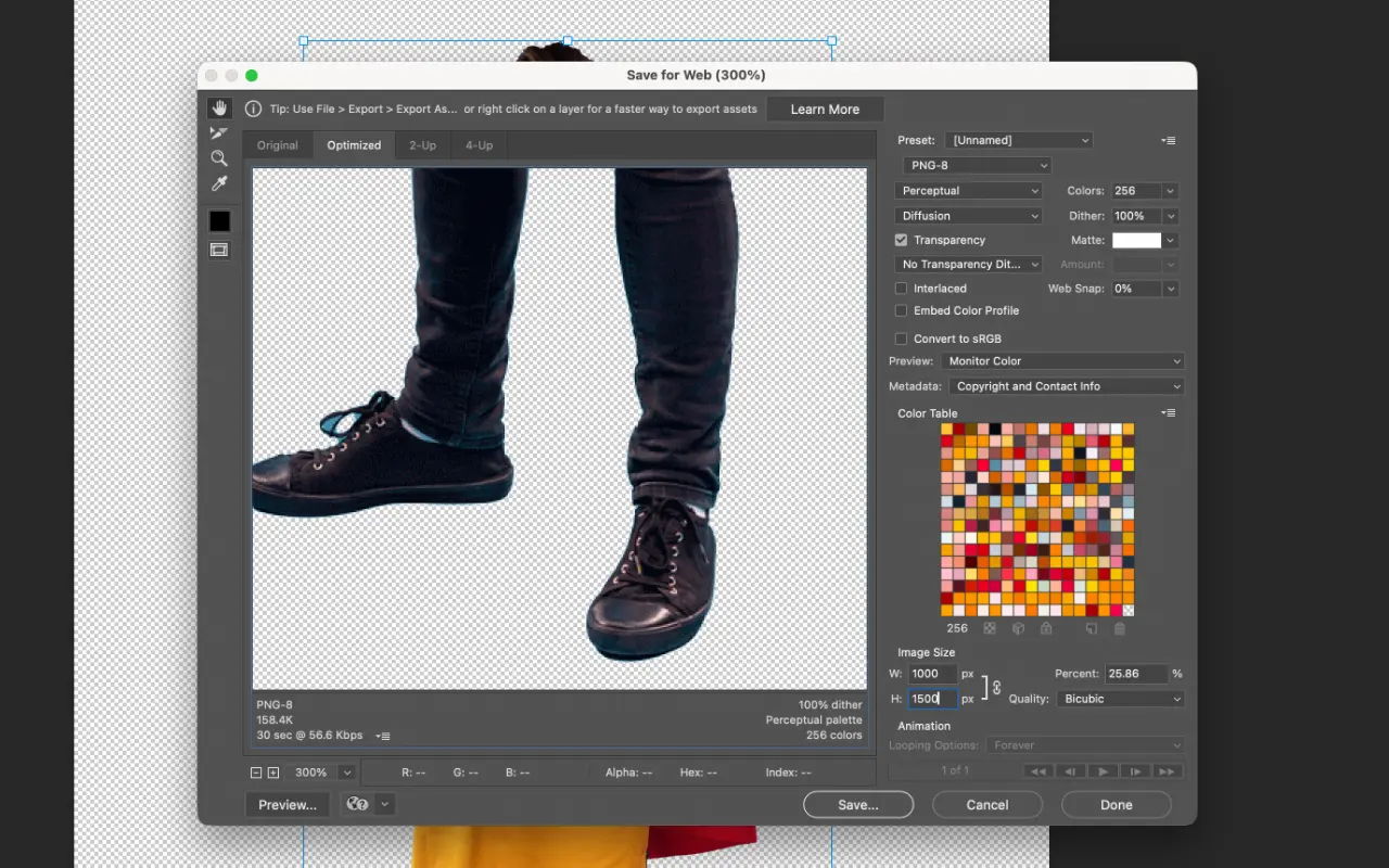 reduce png size in photoshop